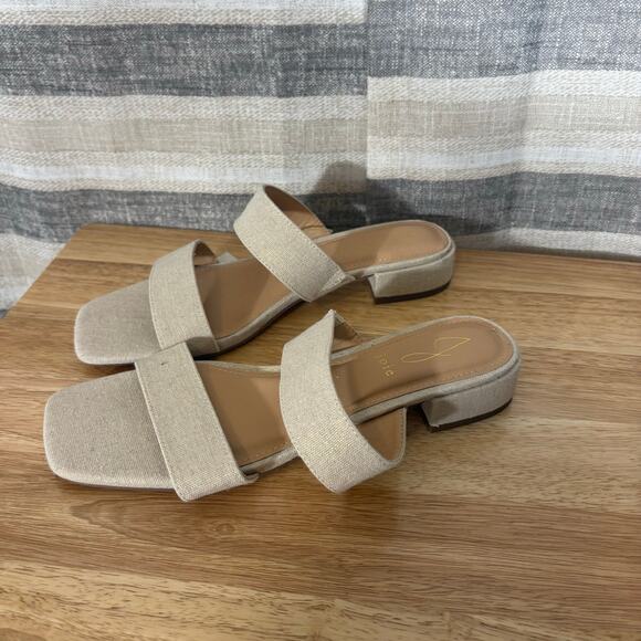 Joie Nolita Beige Linen‎ Square Toe Sandals Size 9.5 - Picture 2 of 9